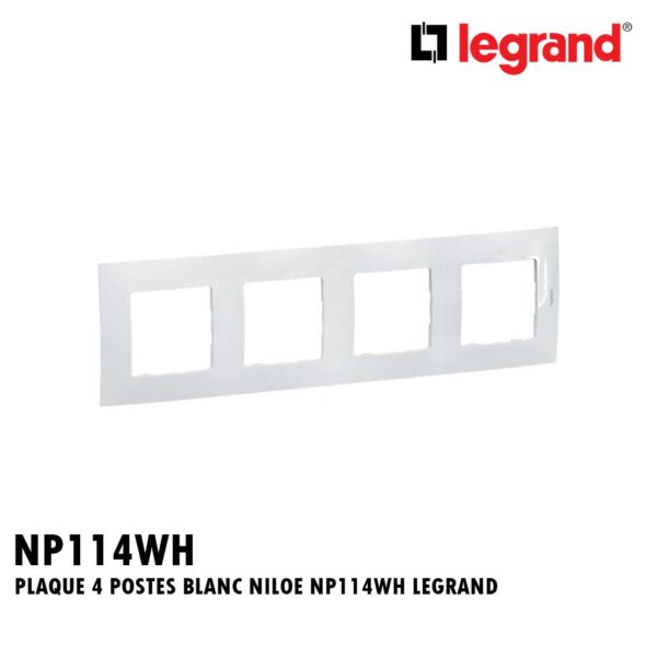 PLAQUE 4 POSTES BLANC NILOE NP114WH LEGRAND