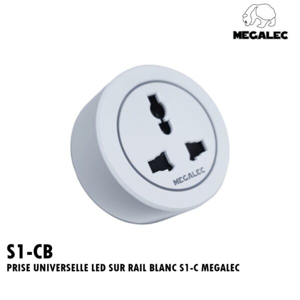 PRISE UNIVERSELLE LED SUR RAIL BLANC S1-C MEGALEC