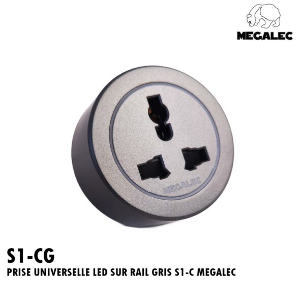 PRISE UNIVERSELLE LED SUR RAIL GRIS S1-C MEGALEC