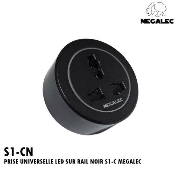 PRISE UNIVERSELLE LED SUR RAIL NOIR S1-C MEGALEC