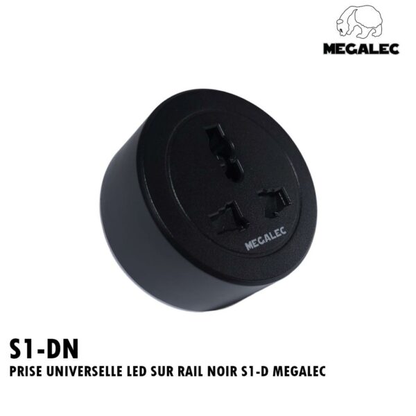PRISE UNIVERSELLE LED SUR RAIL NOIR S1-D MEGALEC