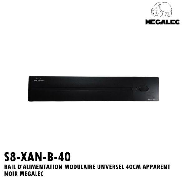 RAIL D'ALIMENTATION MODULAIRE UNVERSEL 40CM APPARENT NOIR MEGALEC