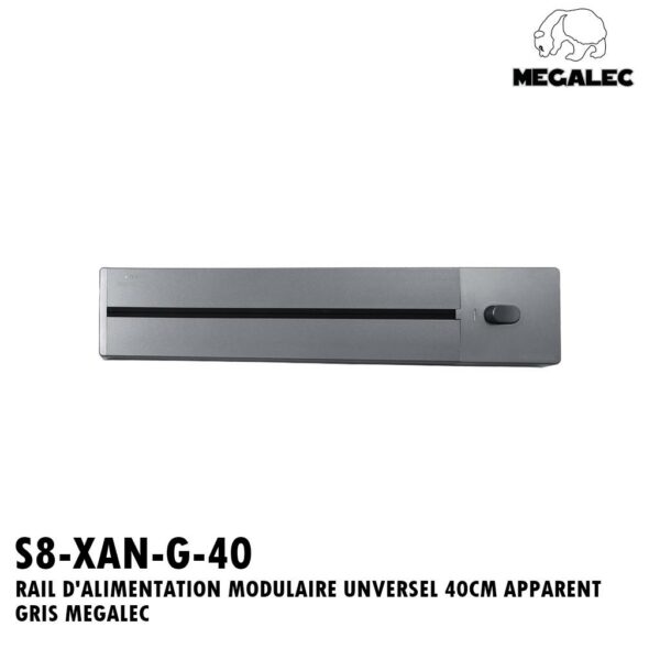 RAIL D'ALIMENTATION MODULAIRE UNVERSEL 40CM APPARENT GRIS MEGALEC