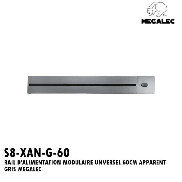 RAIL D'ALIMENTATION MODULAIRE UNVERSEL 60CM APPARENT GRIS MEGALEC