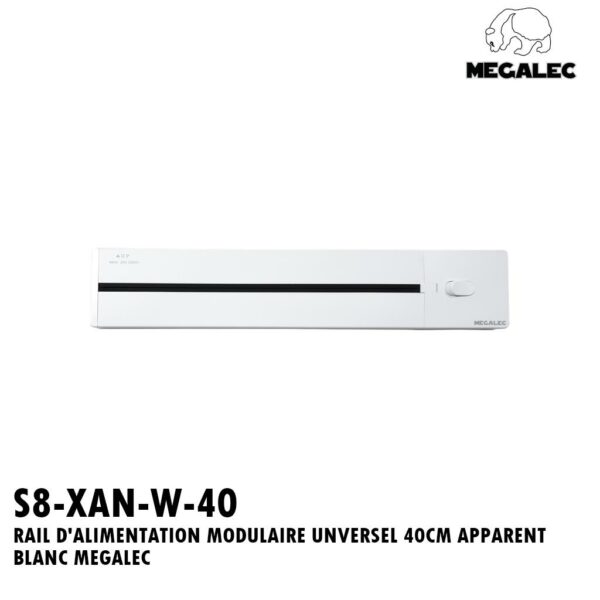 RAIL D'ALIMENTATION MODULAIRE UNVERSEL 40CM APPARENT BLANC MEGALEC