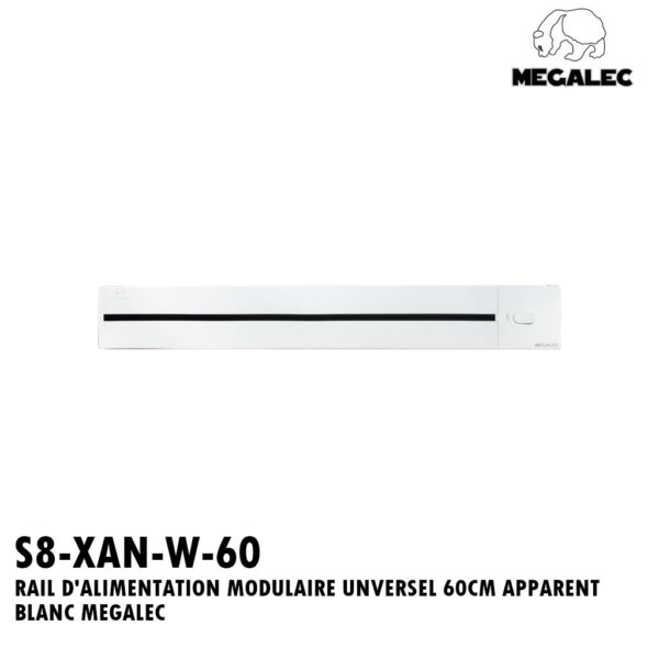 RAIL D'ALIMENTATION MODULAIRE UNVERSEL 60CM APPARENT BLANC MEGALEC
